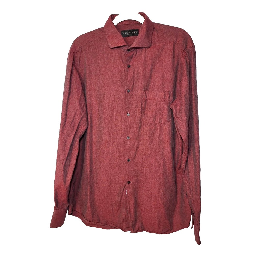 Walker Brothers Mens Wine Button Up Long Sleeve Shirt Italy Iridescent‎ Sz Large